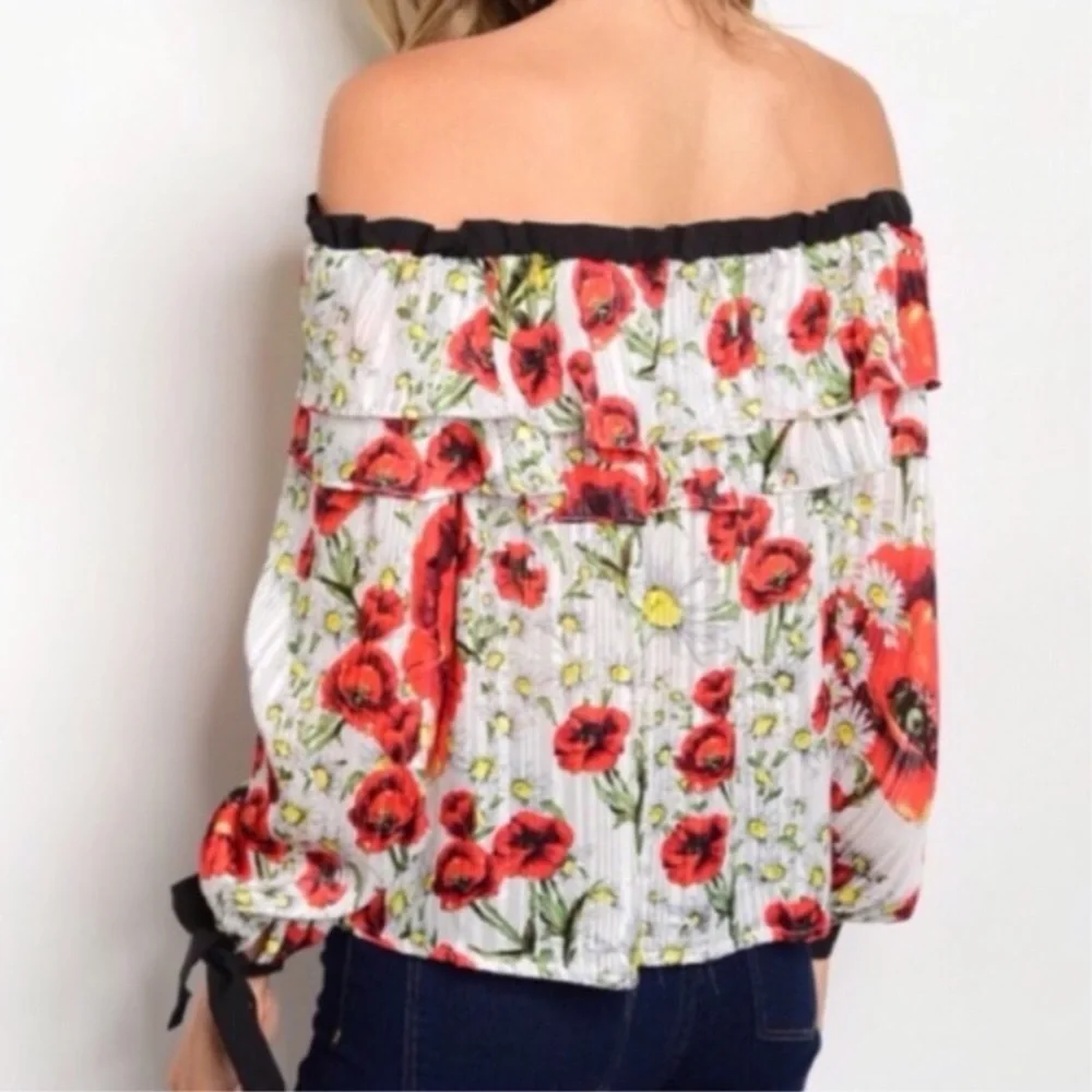 Off Shoulder Floral Print Blouse - Picture 3 of 3